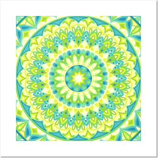 Color Wheel - Green Base Mandala Posters and Art